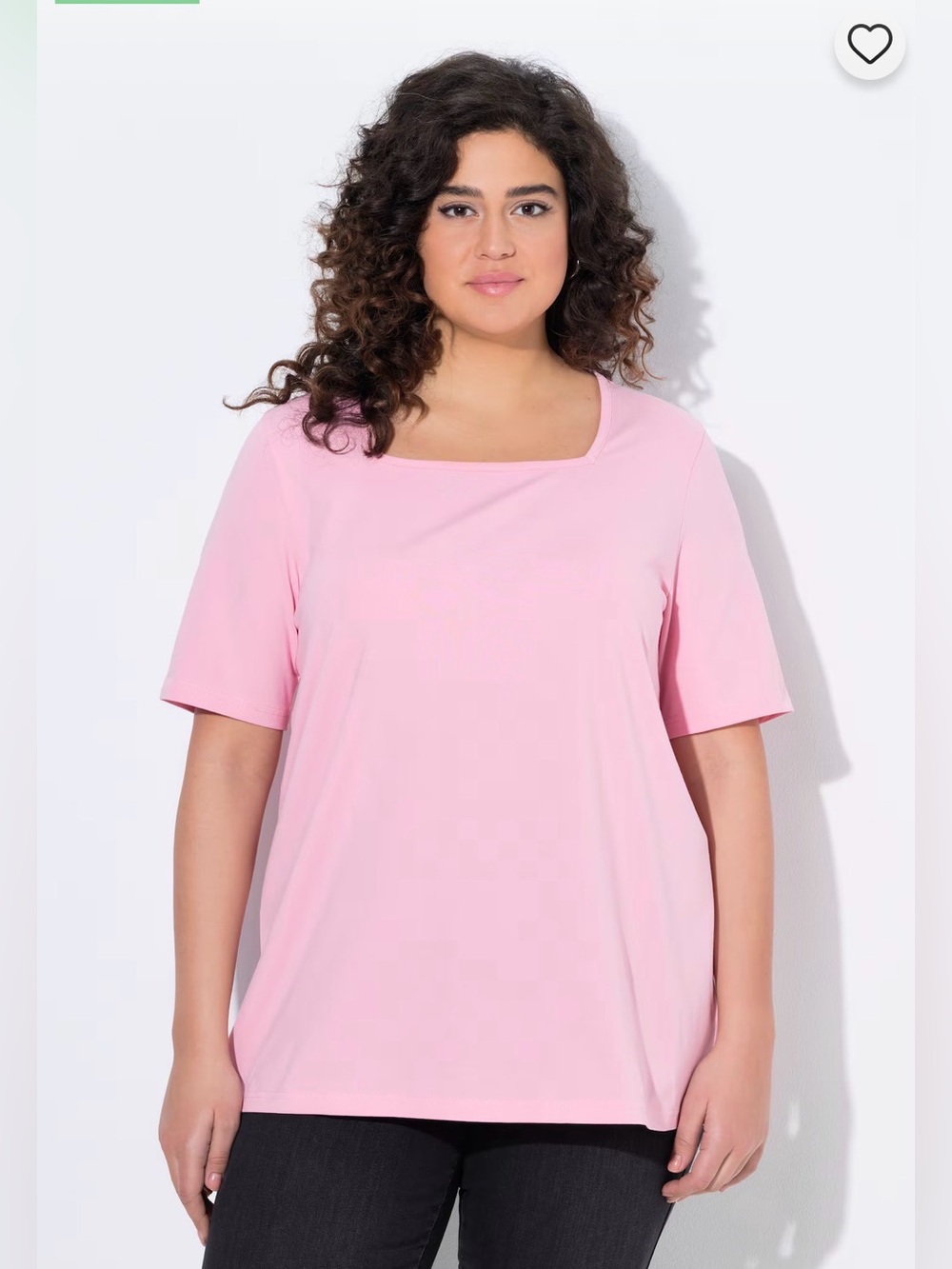 Ulla Popken Pink Square Neck Tee